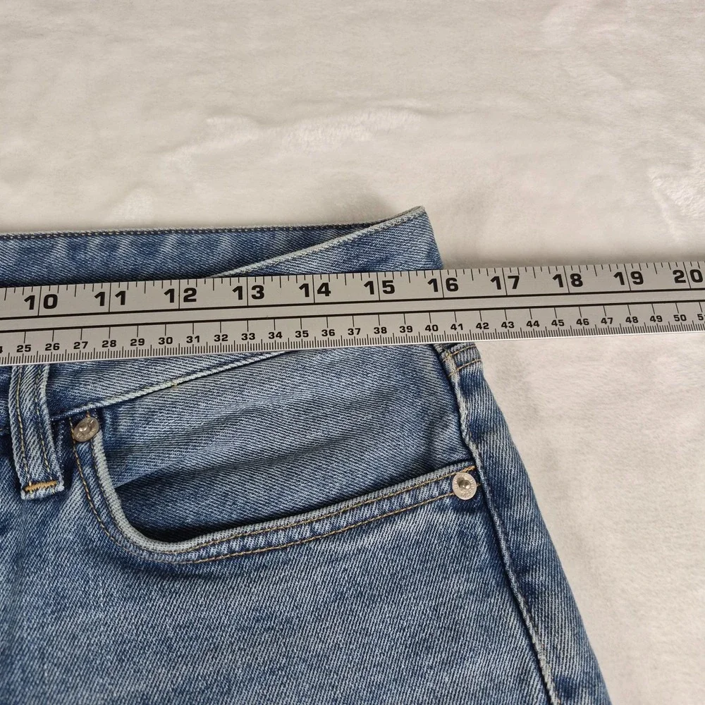 Buck Mason Ford Standard Jeans Men's 31x34 Blue Denim Raw Hem Button Fly Casual